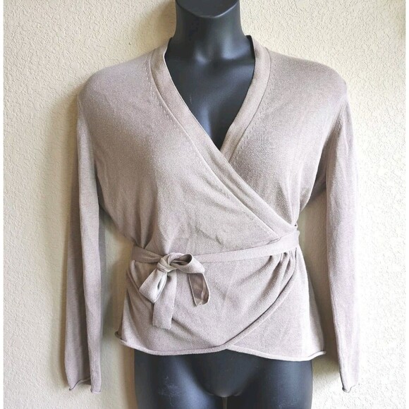 Burberry Tops - Burberry Body Womens Silk Blend Wrap Top Size Large Taupe Tan Brown